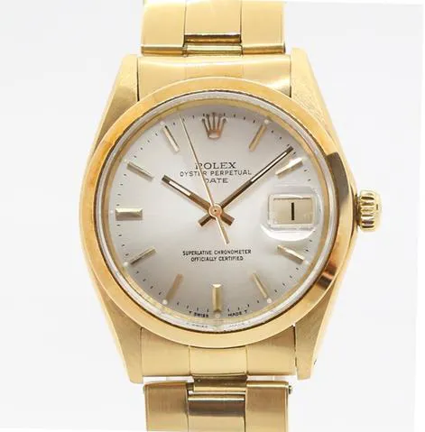 Rolex Oyster Perpetual Date 1500 34mm Yellow gold Silver