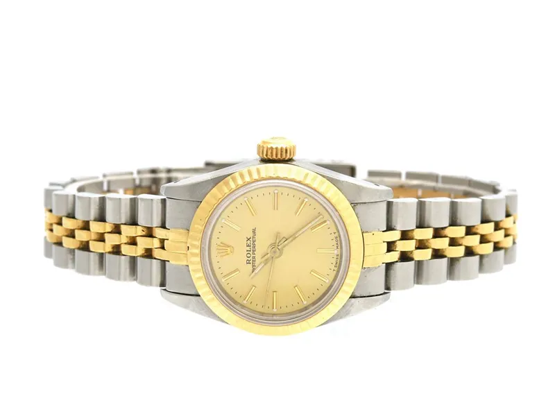 Rolex Oyster Perpetual 67193 25mm Yellow gold and Stainless steel Champagne