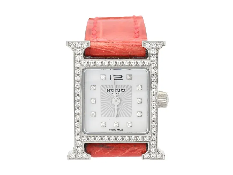 Hermès Heure H 17mm Stainless steel and Diamond Mother-of-pearl