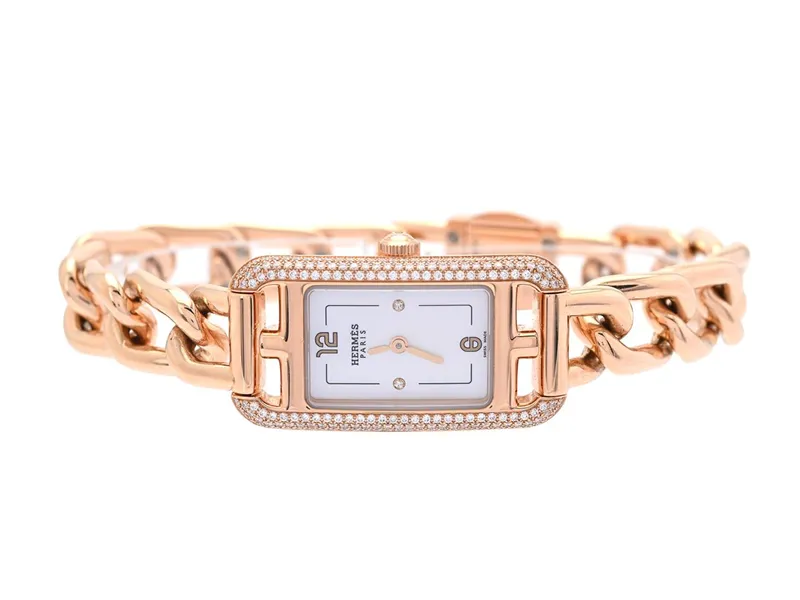 Hermès Nantucket 17mm Rose gold and Diamond Mother-of-pearl