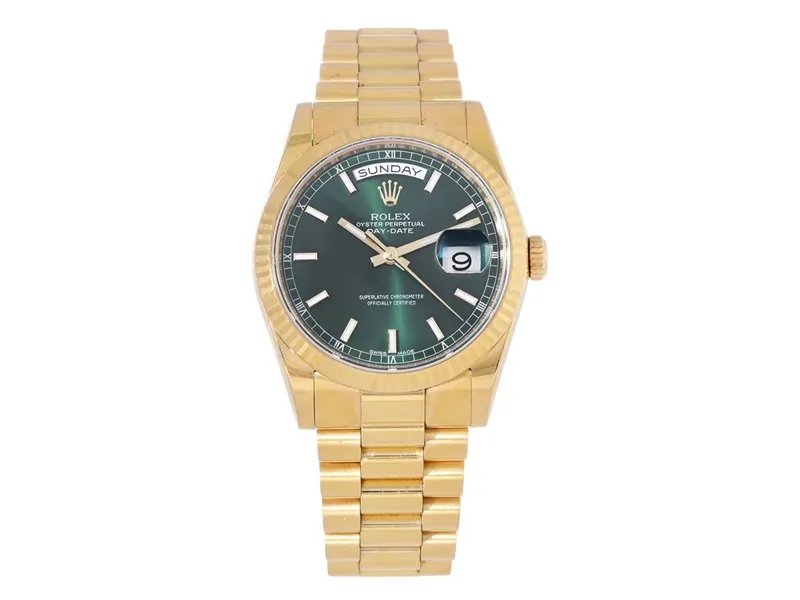 Rolex Day-Date 36 118238 36mm Yellow gold Green