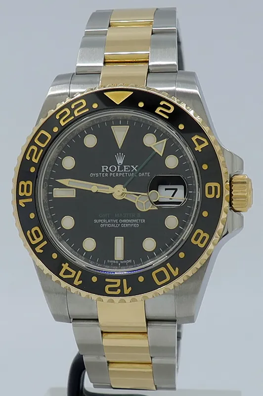 Rolex GMT-Master II 116713 40mm Yellow gold and stainless steel Black