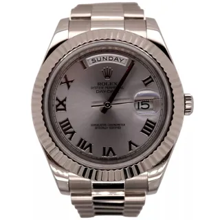 Rolex Day-Date II 218239 White gold Silver