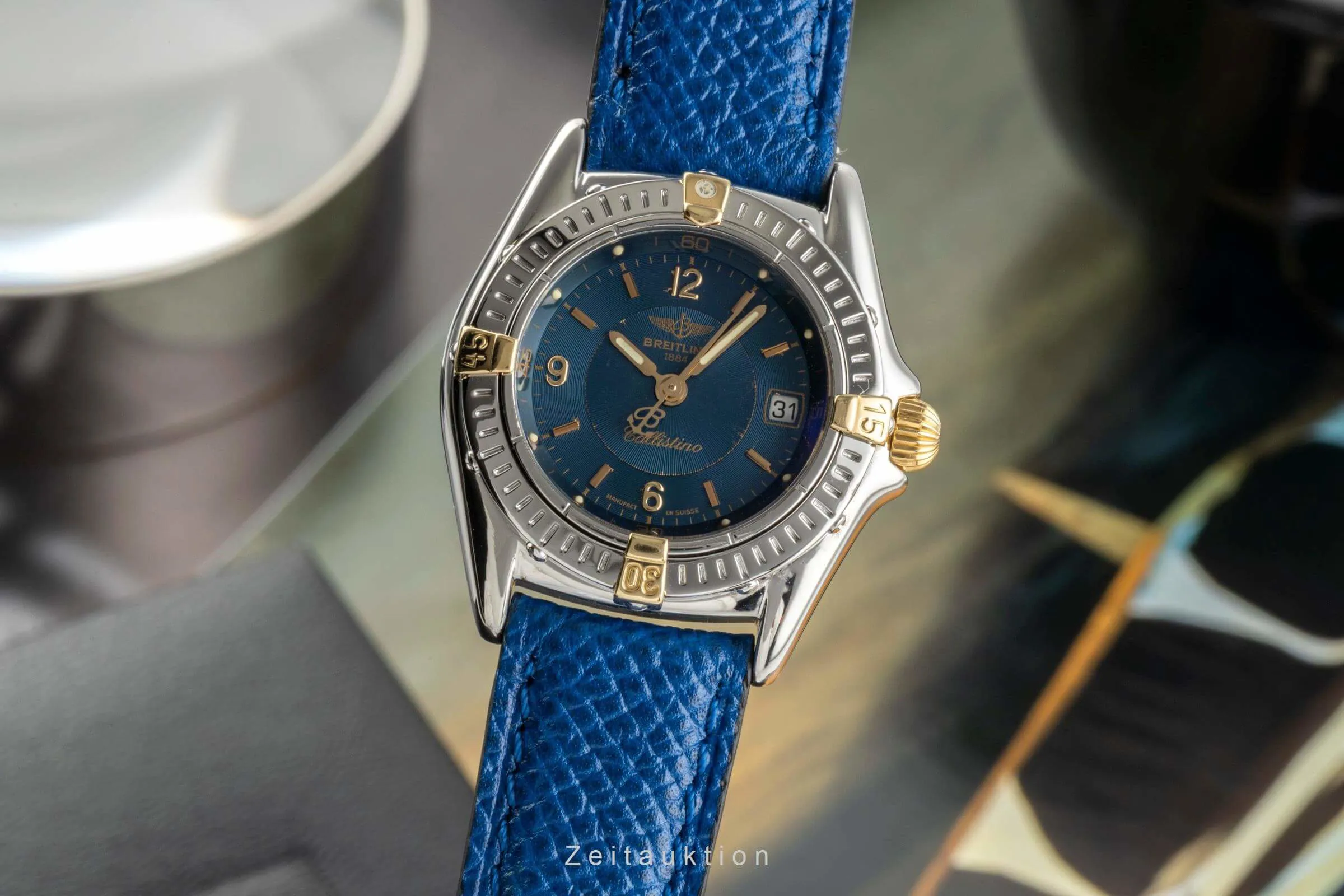 Breitling Callistino B52045 28mm Yellow gold and Stainless steel Blue