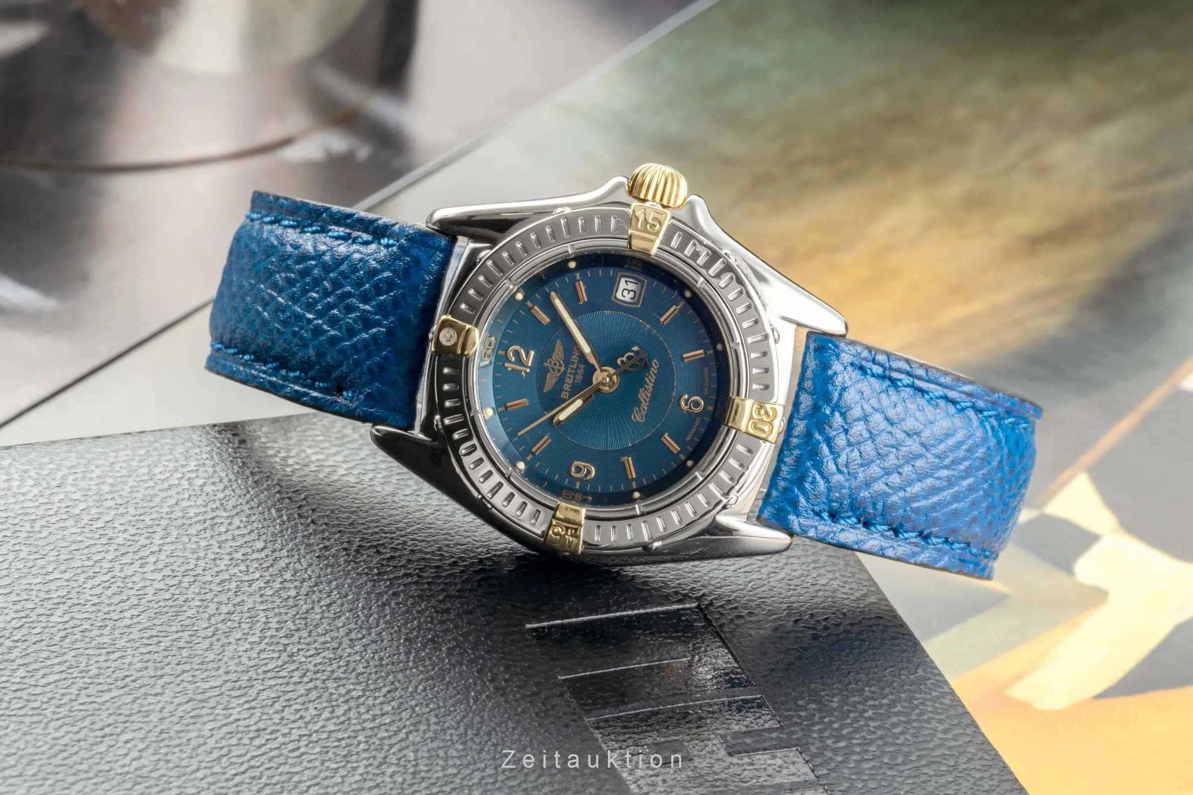 Breitling Callistino B52045 28mm Yellow gold and Stainless steel Blue 1