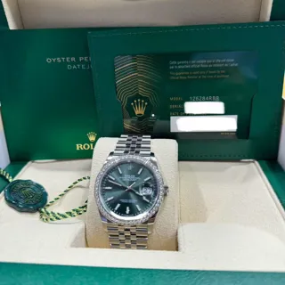 Rolex Datejust 126284RBR-0043 White gold and Stainless steel Green