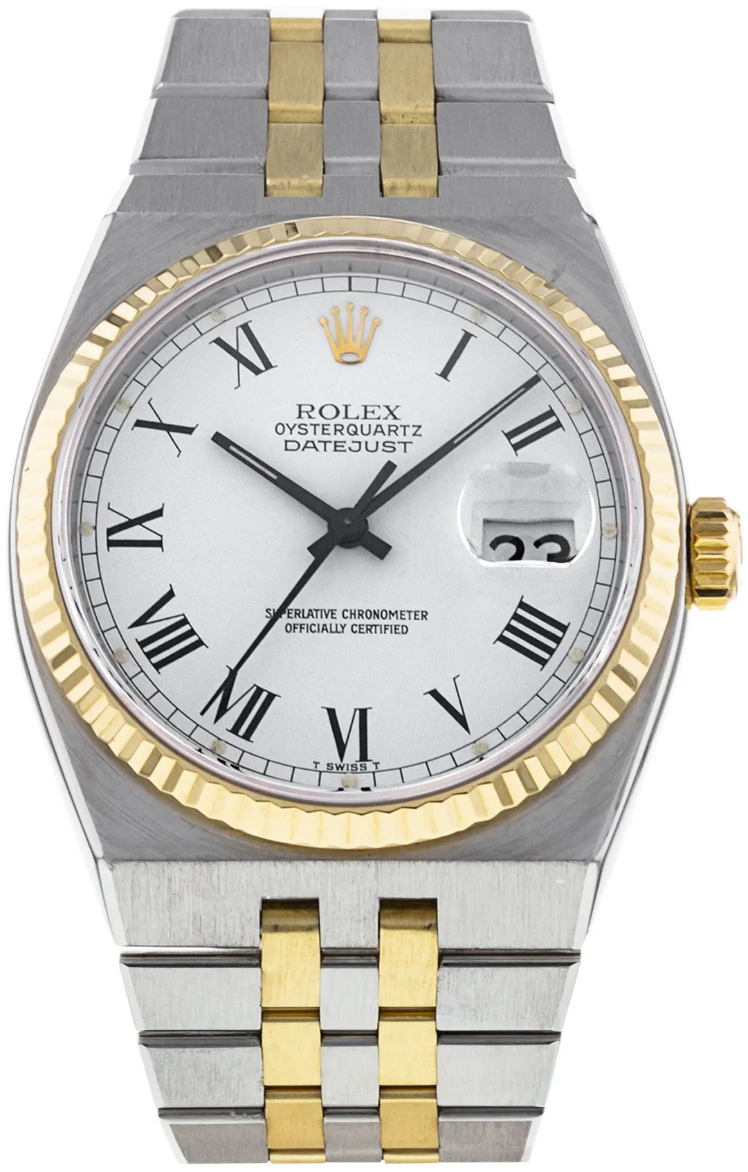 Rolex Datejust Oysterquartz 17013 36mm Yellow gold and stainless steel White