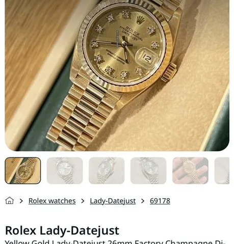 Rolex Lady-Datejust 69173 26mm Stainless steel Champagne