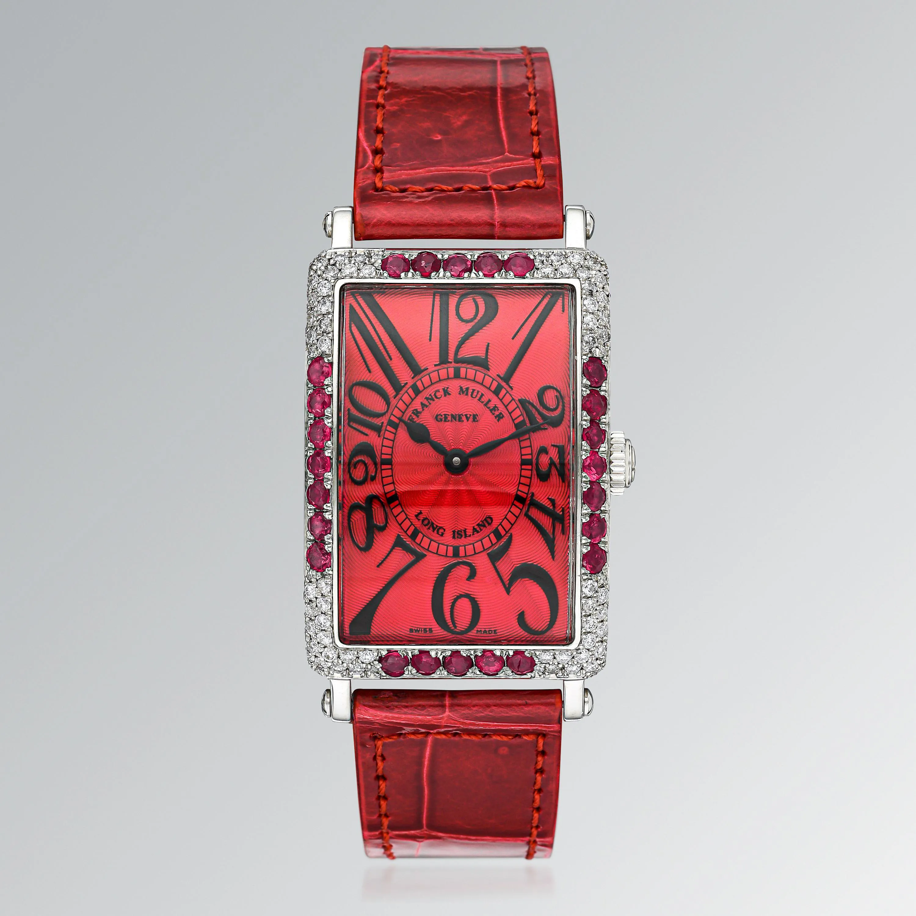 Franck Muller Long Island 952 QZ 25mm Stainless steel Red guilloche 1