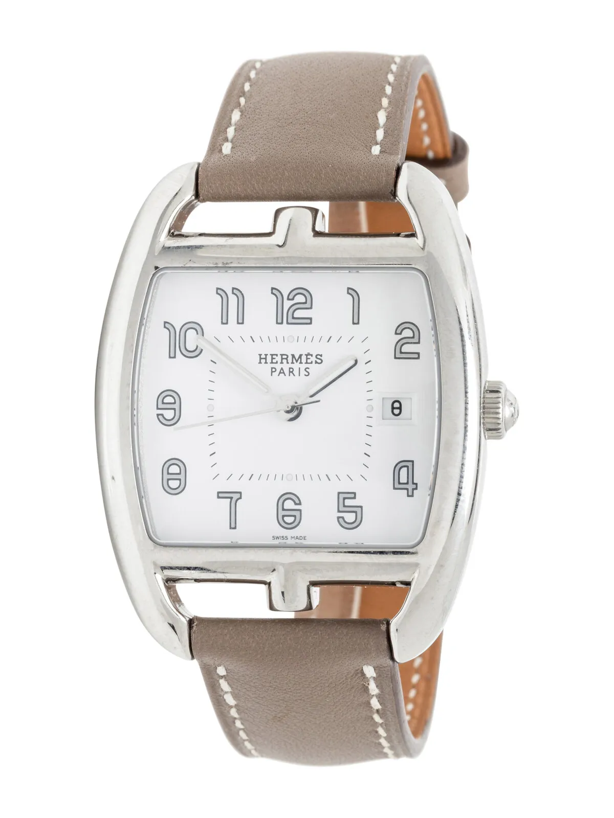 Hermès Cape Cod Tonneau CT1.710 30mm Stainless steel White