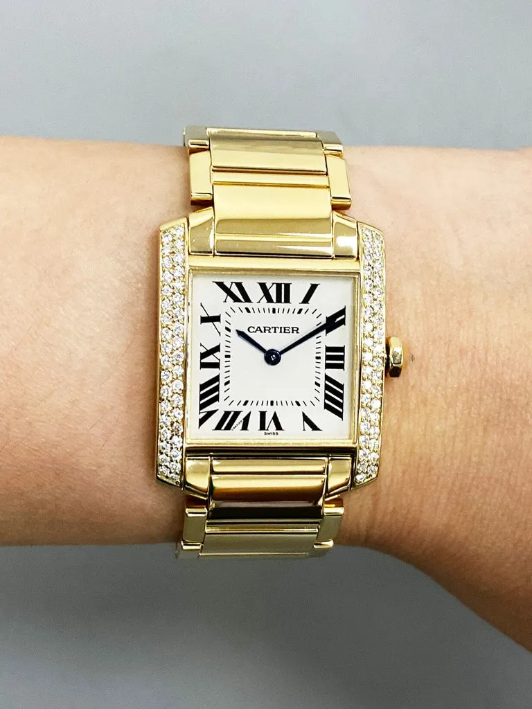 Cartier Tank Française W50003N2 25mm Yellow gold and diamond-set White 7