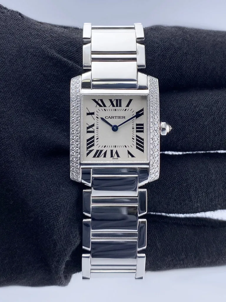 Cartier Tank Française WE1009S3 25mm White gold and diamond-set Silver 1