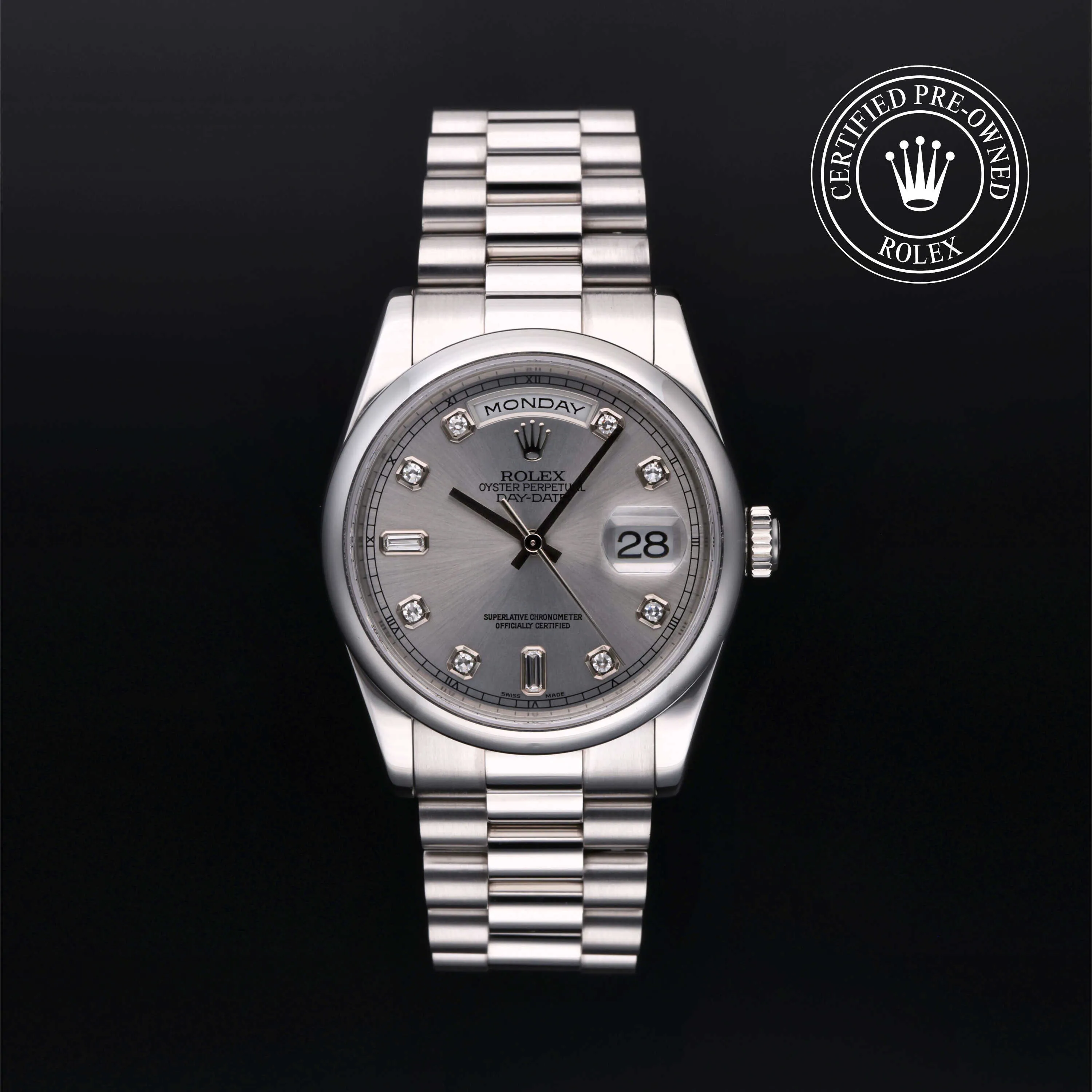 Rolex Day-Date 36 118206 36mm Platinum Gray