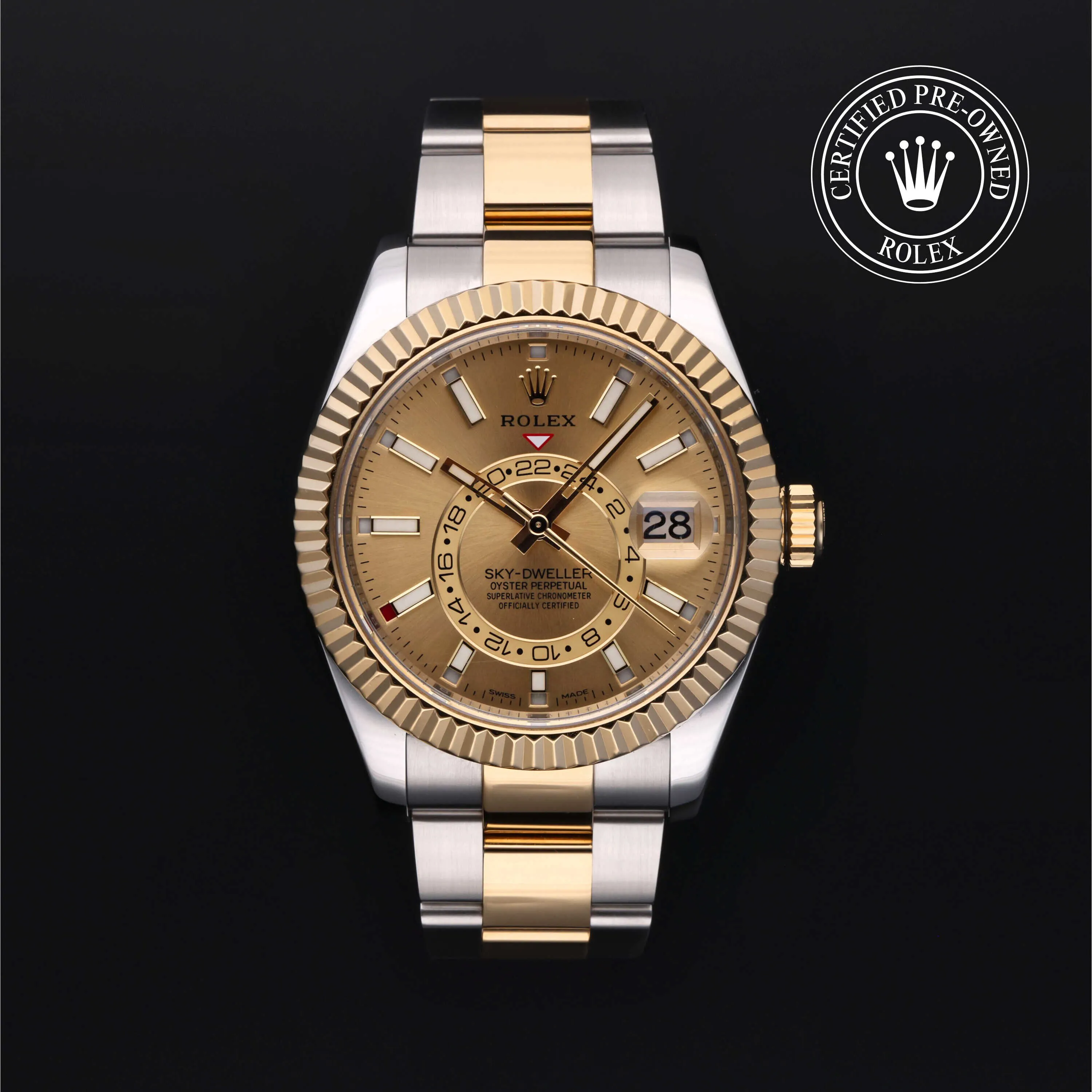 Rolex Sky-Dweller 42mm Yellow gold and stainless steel Champagne