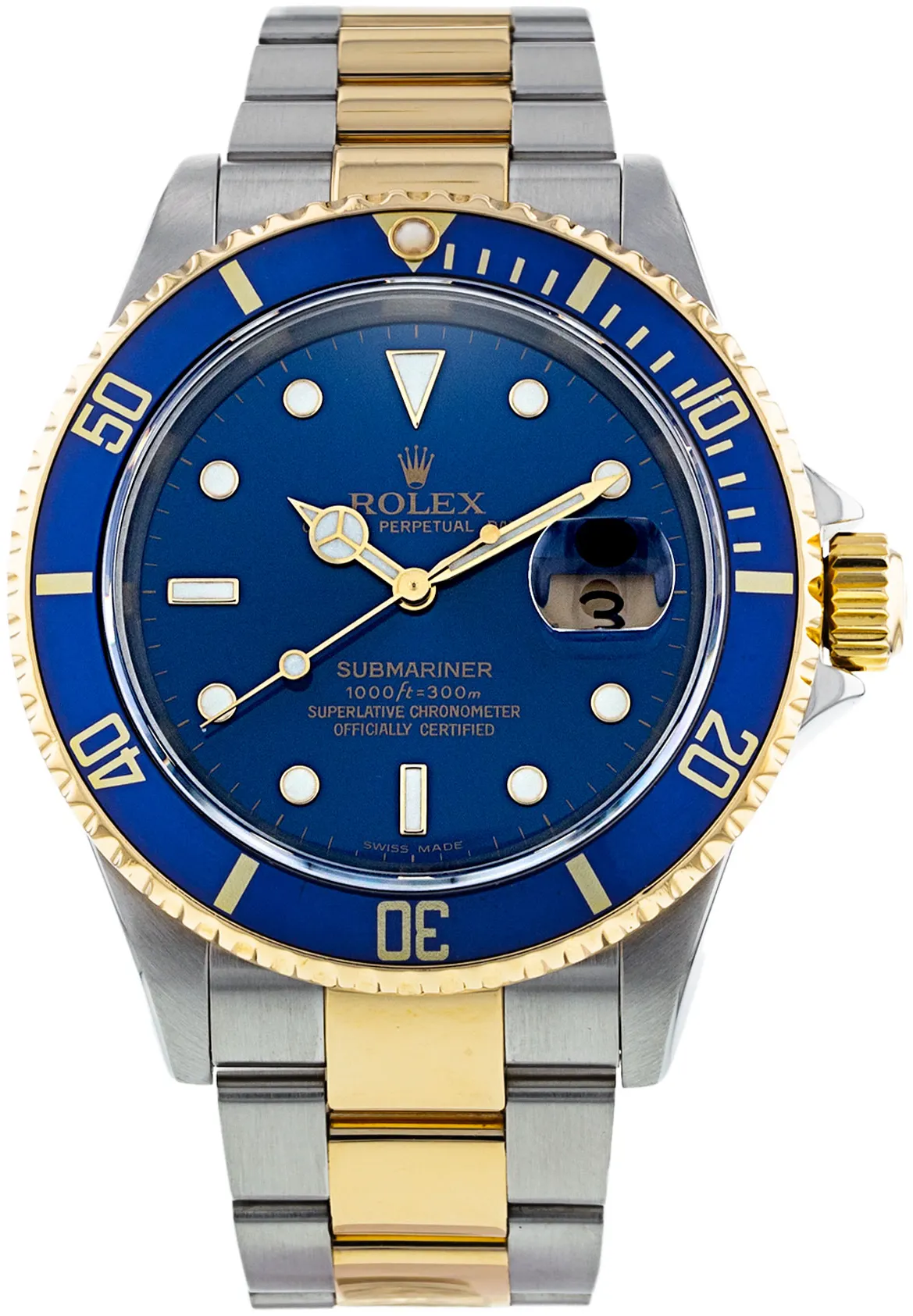 Rolex Submariner 16613 40mm Yellow gold and stainless steel Blue