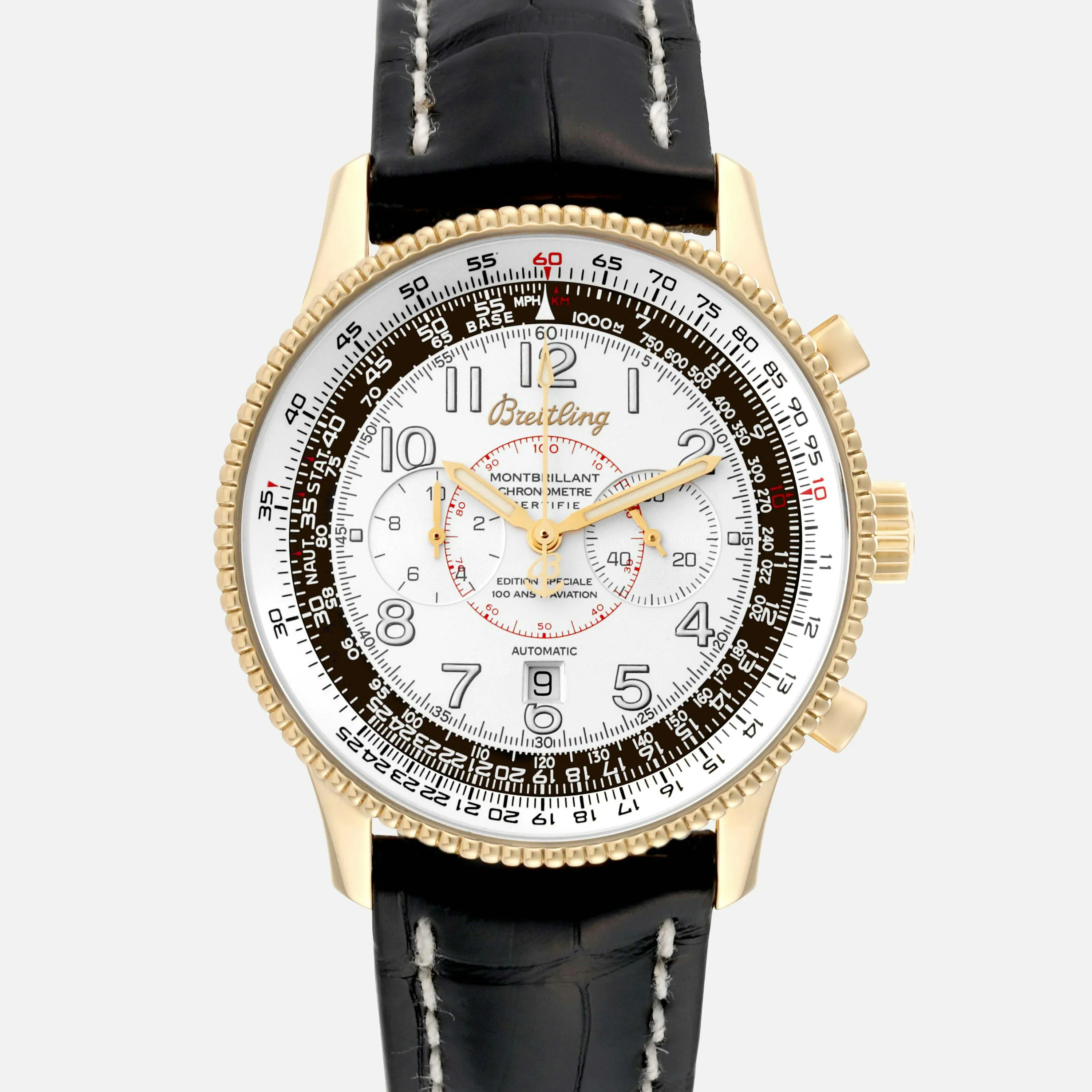 Breitling Montbrillant K35330 42mm Yellow gold Silver