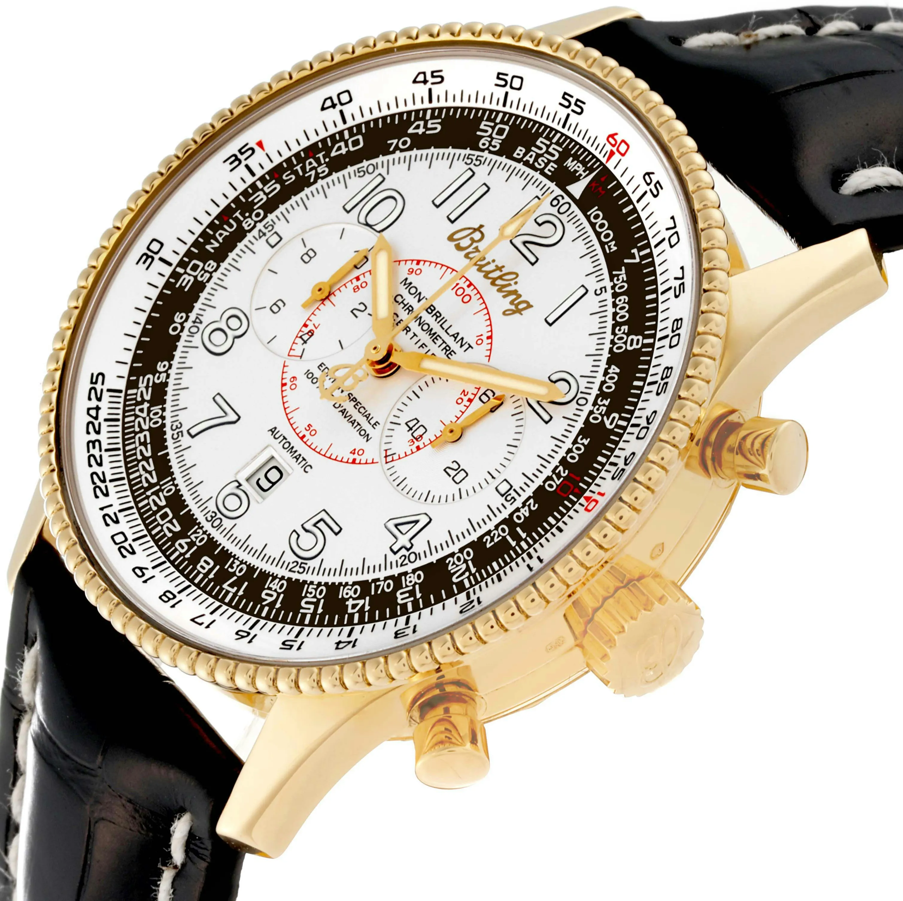 Breitling Montbrillant K35330 42mm Yellow gold Silver 1