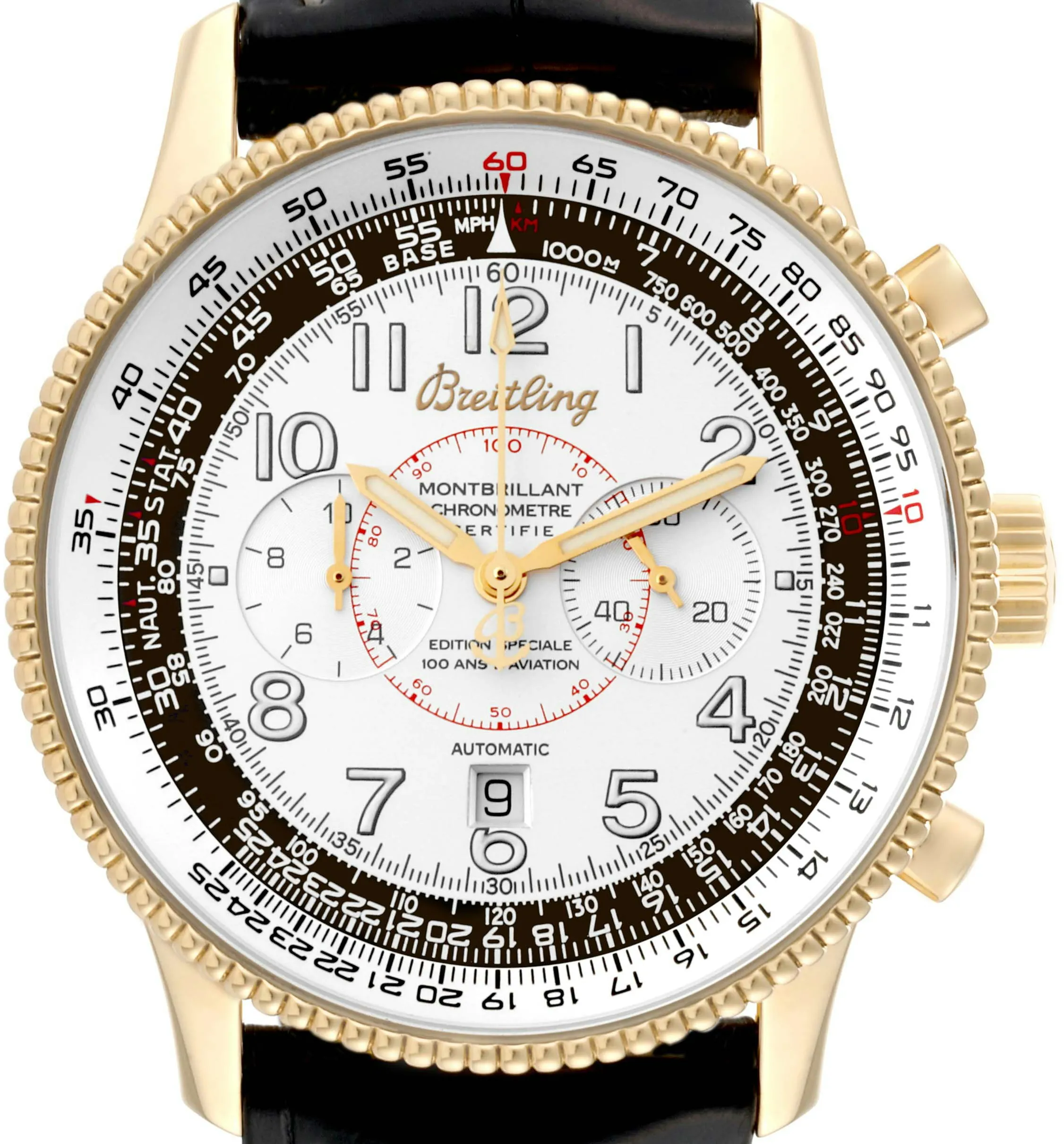 Breitling Montbrillant K35330 42mm Yellow gold Silver 2