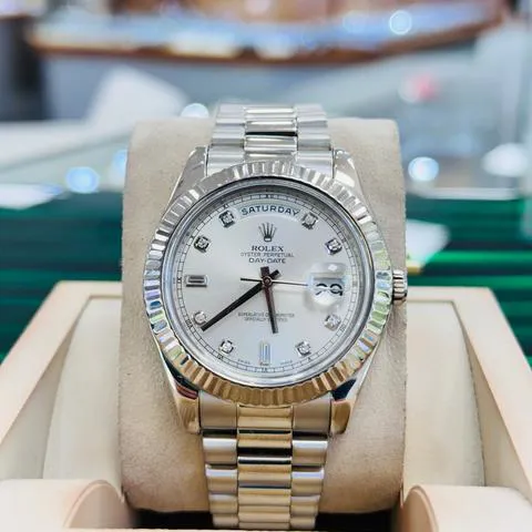 Rolex Day-Date II 218239 41mm White gold Silver