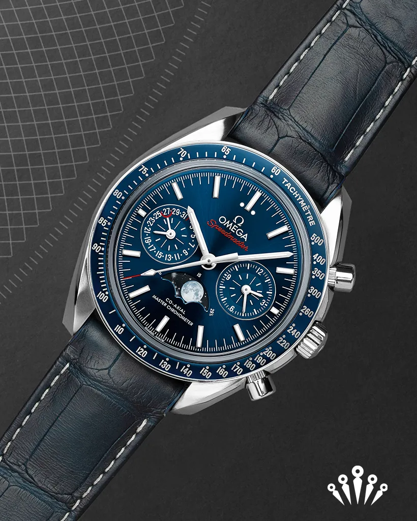 Omega Speedmaster Professional Moonwatch Moonphase 304.33.44.52.03.001 44mm Stainless steel Blue