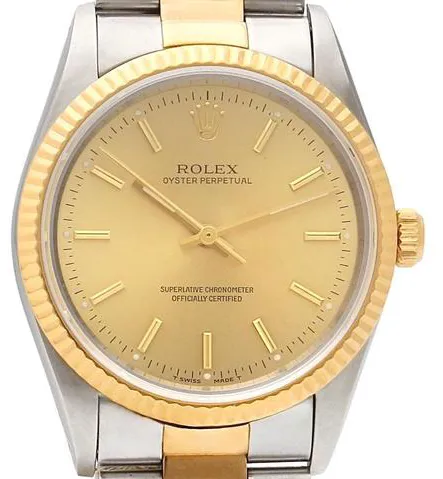 Rolex Oyster Perpetual 34mm Yellow gold and stainless steel Champagne