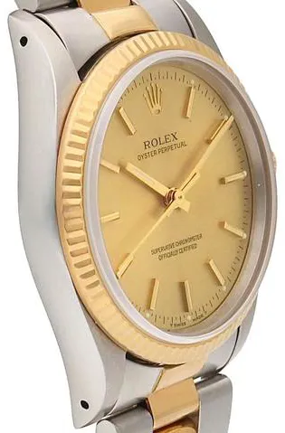 Rolex Oyster Perpetual 34mm Yellow gold and stainless steel Champagne 3