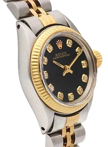 Rolex Oyster Perpetual 26mm Yellow gold and stainless steel Black 3