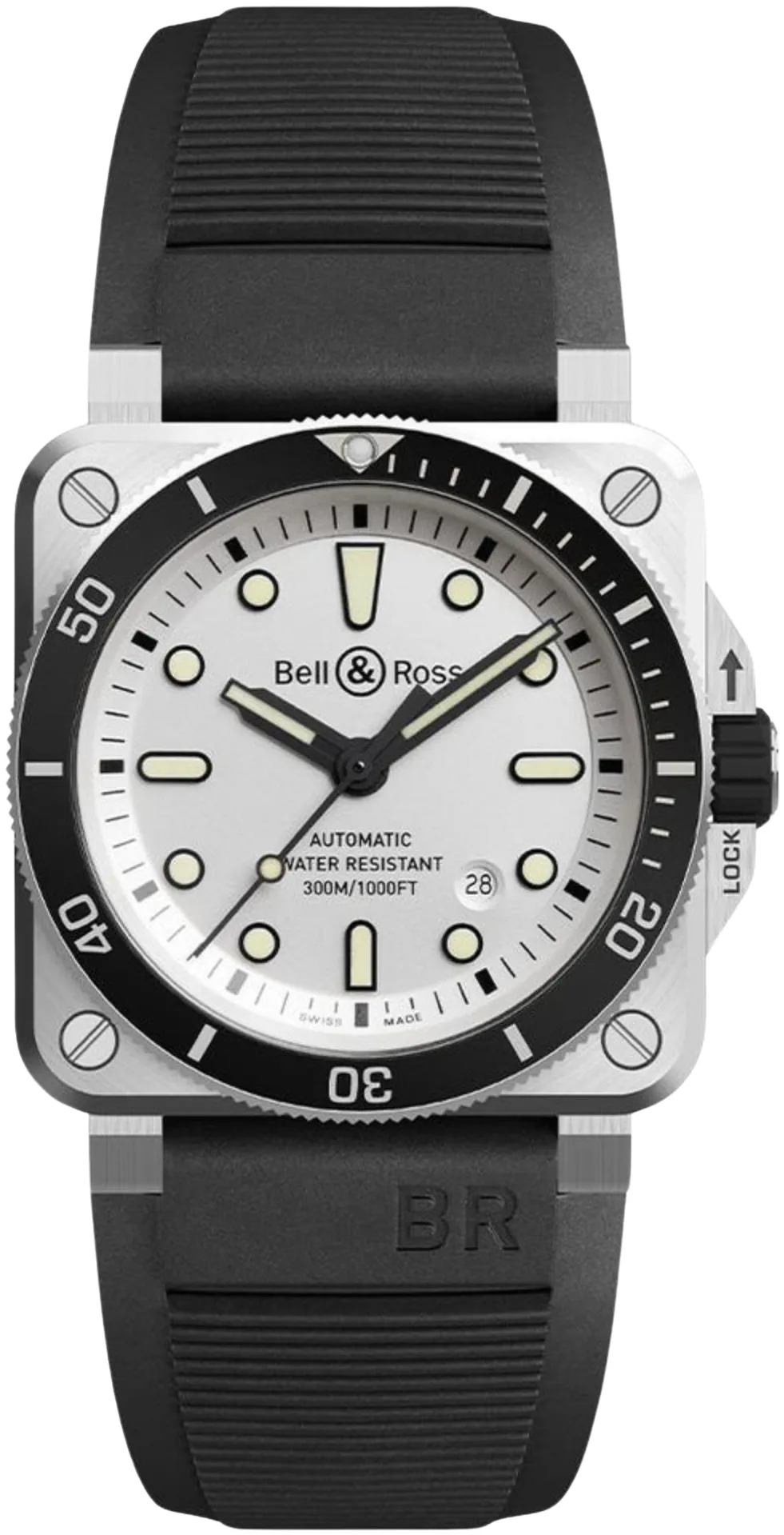 Bell & Ross Instruments BR0392-D-WH-ST/SRB 42mm Stainless steel White