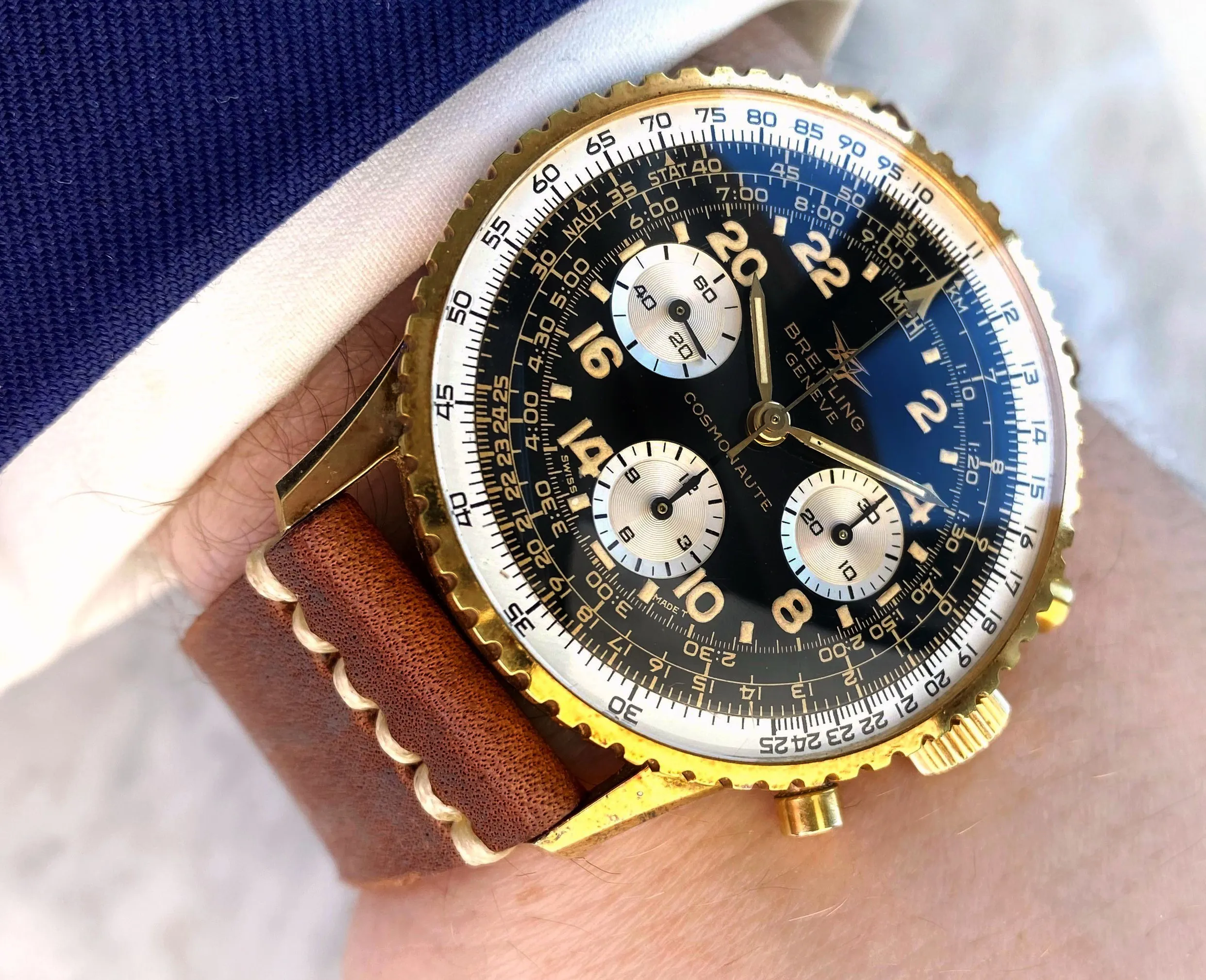 Breitling Navitimer Cosmonaute 809 41mm Gold-plated Black and Silve