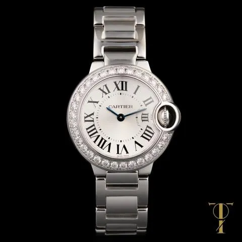 Cartier Ballon Bleu 3008 28mm White gold Silver