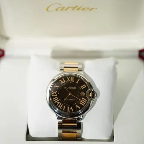 Cartier Ballon Bleu W6920032 42mm Yellow gold and Stainless steel Brown