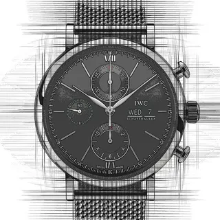 IWC Portofino Chronograph IW391030 Stainless steel Schwarz