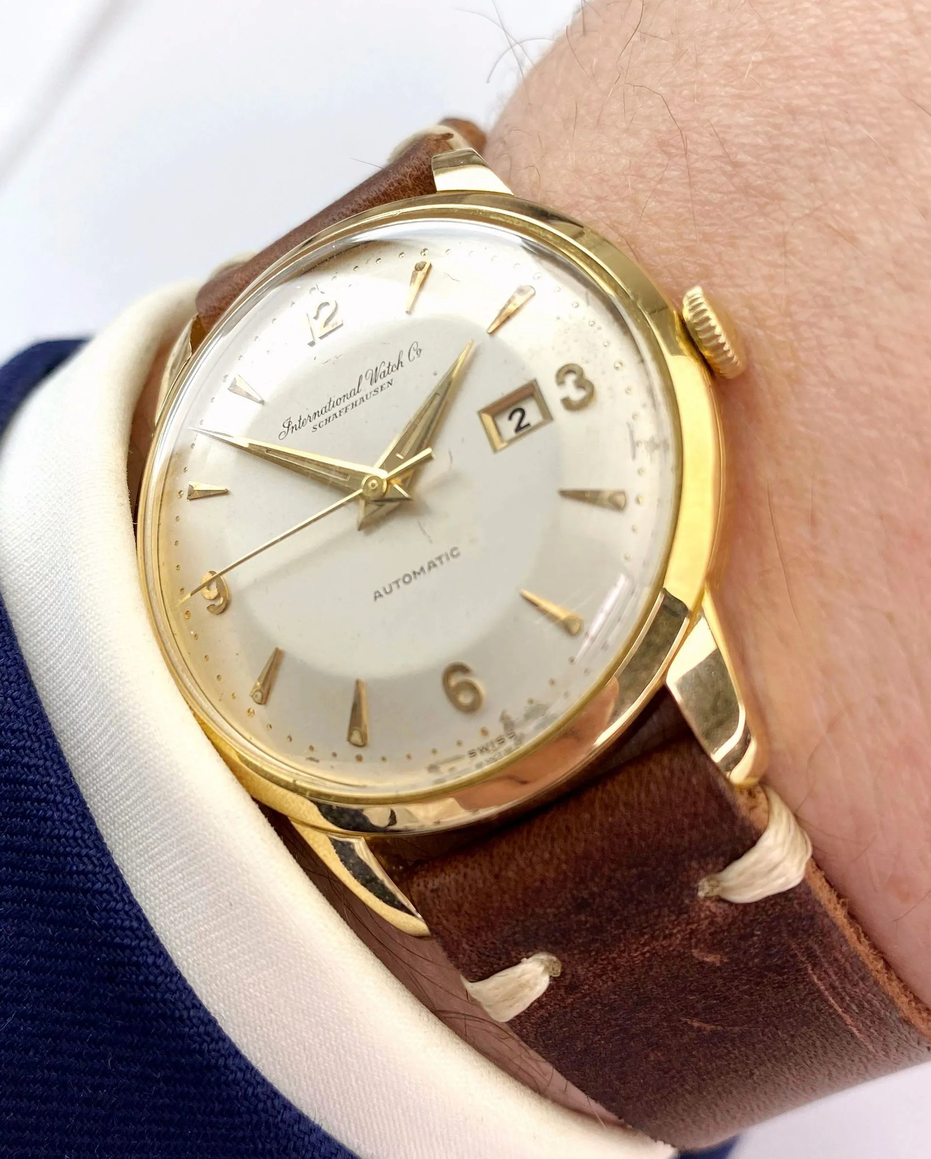 IWC vintage 34mm Yellow gold Cream