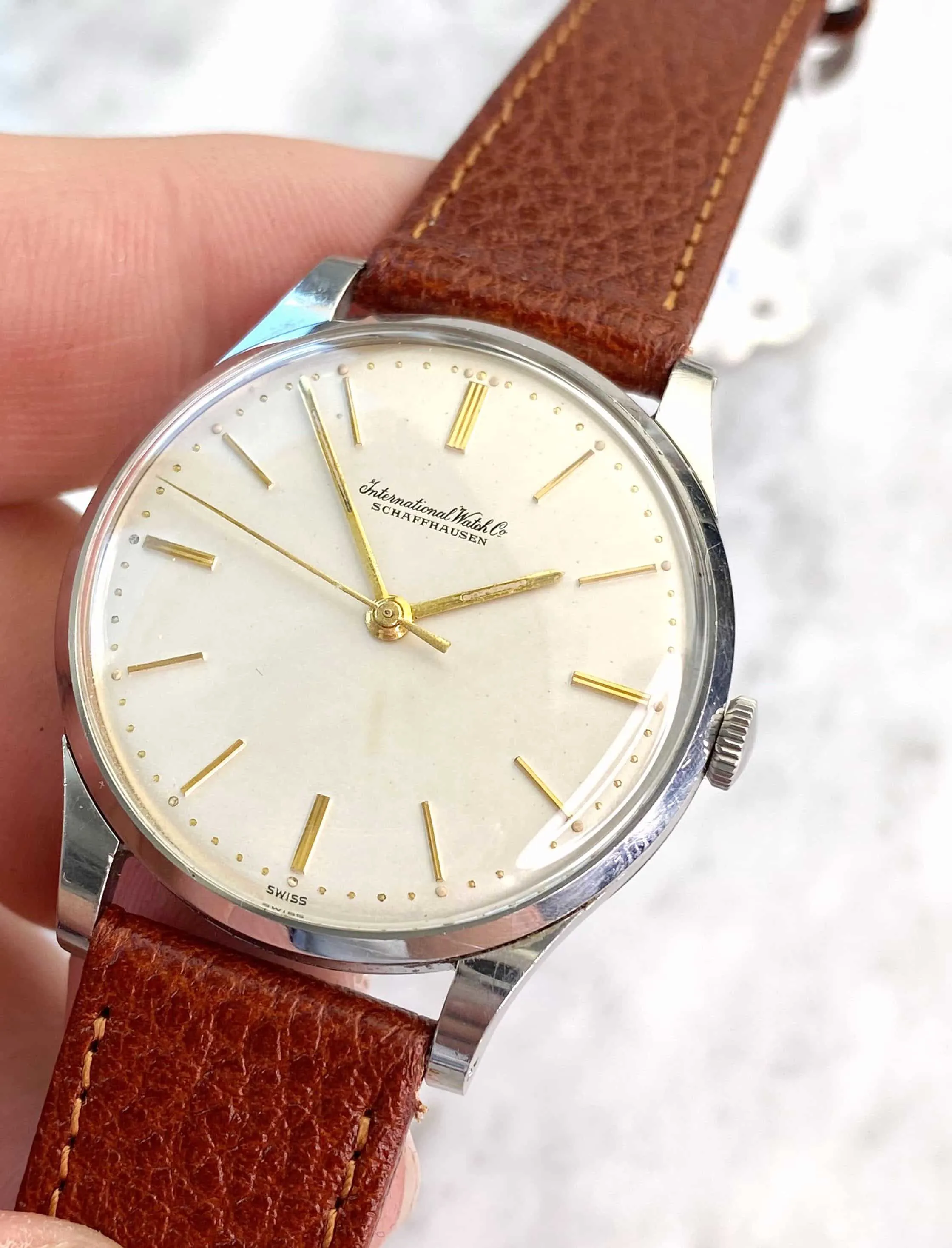 IWC vintage 35mm Stainless steel Cream 5