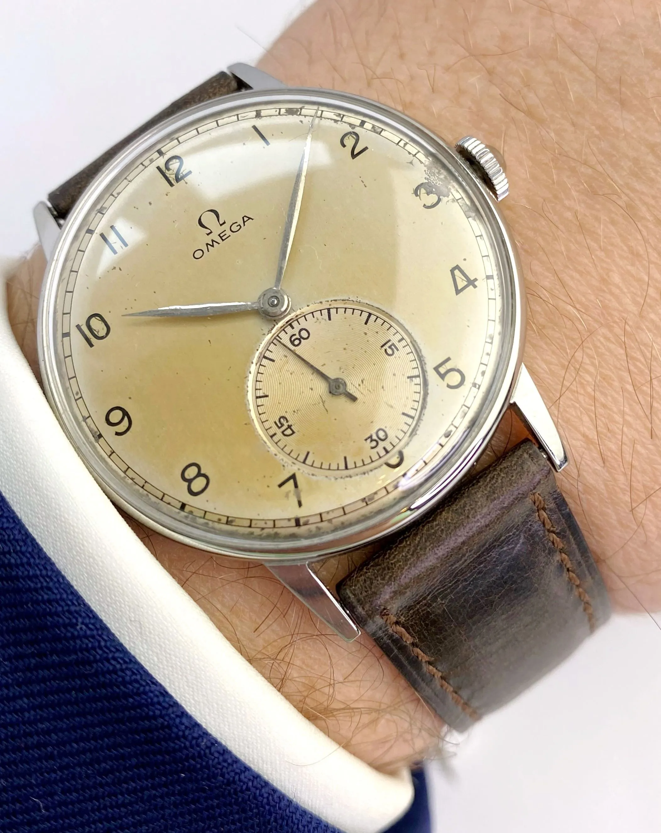 Omega Jumbo vintage 37mm Stainless steel Cream