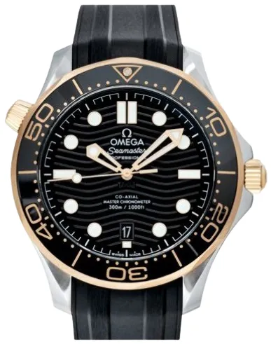 Omega Seamaster Diver 300M 210.22.42.20.01.001 42mm Yellow gold and stainless steel Black