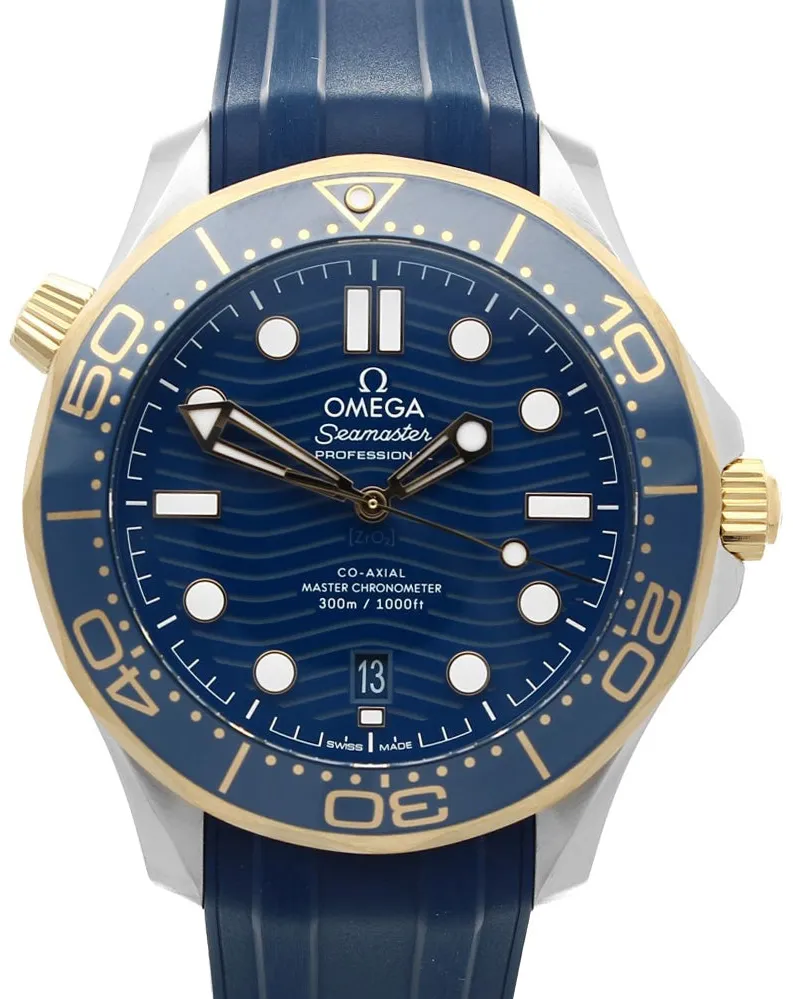 Omega Seamaster Diver 300M 210.22.42.20.03.001 42mm Yellow gold and stainless steel Blue
