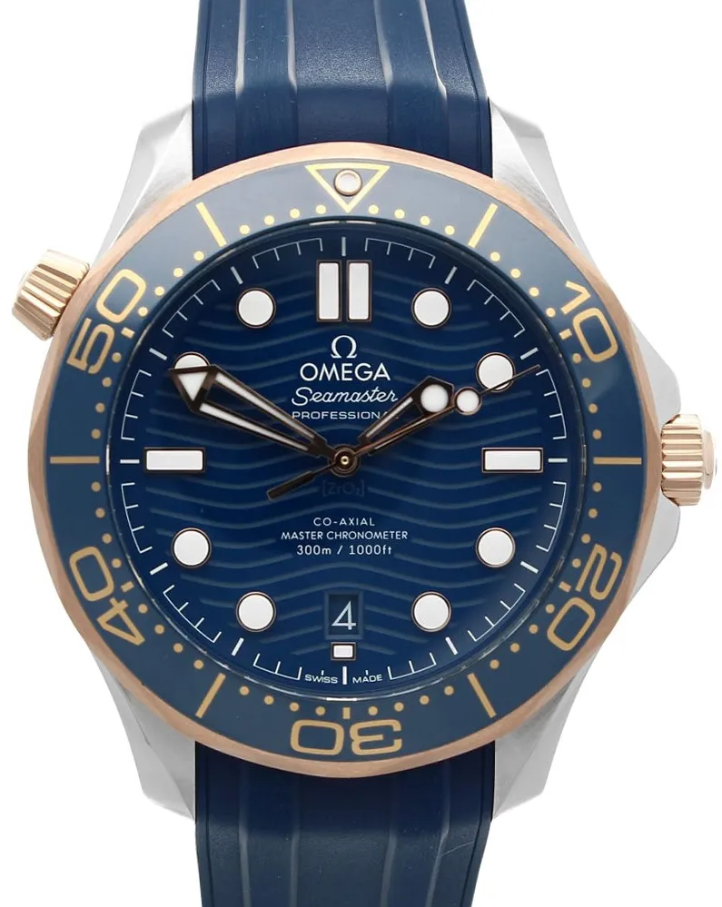 Omega Seamaster Diver 300M 210.22.42.20.03.002 42mm Yellow gold and stainless steel Blue
