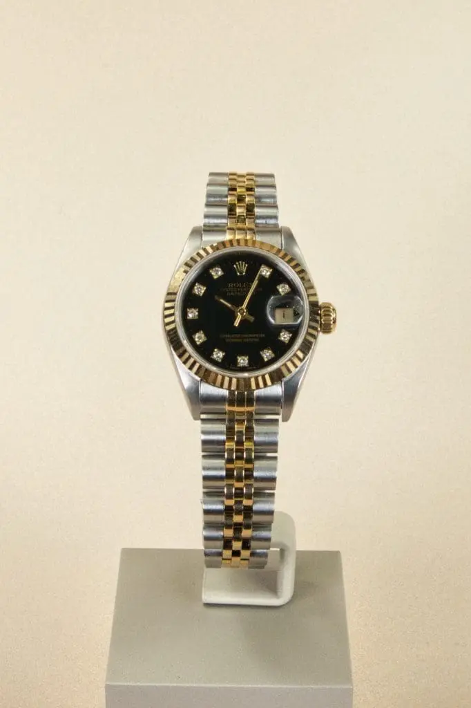 Rolex Datejust 69173 26mm Yellow gold and stainless steel Black