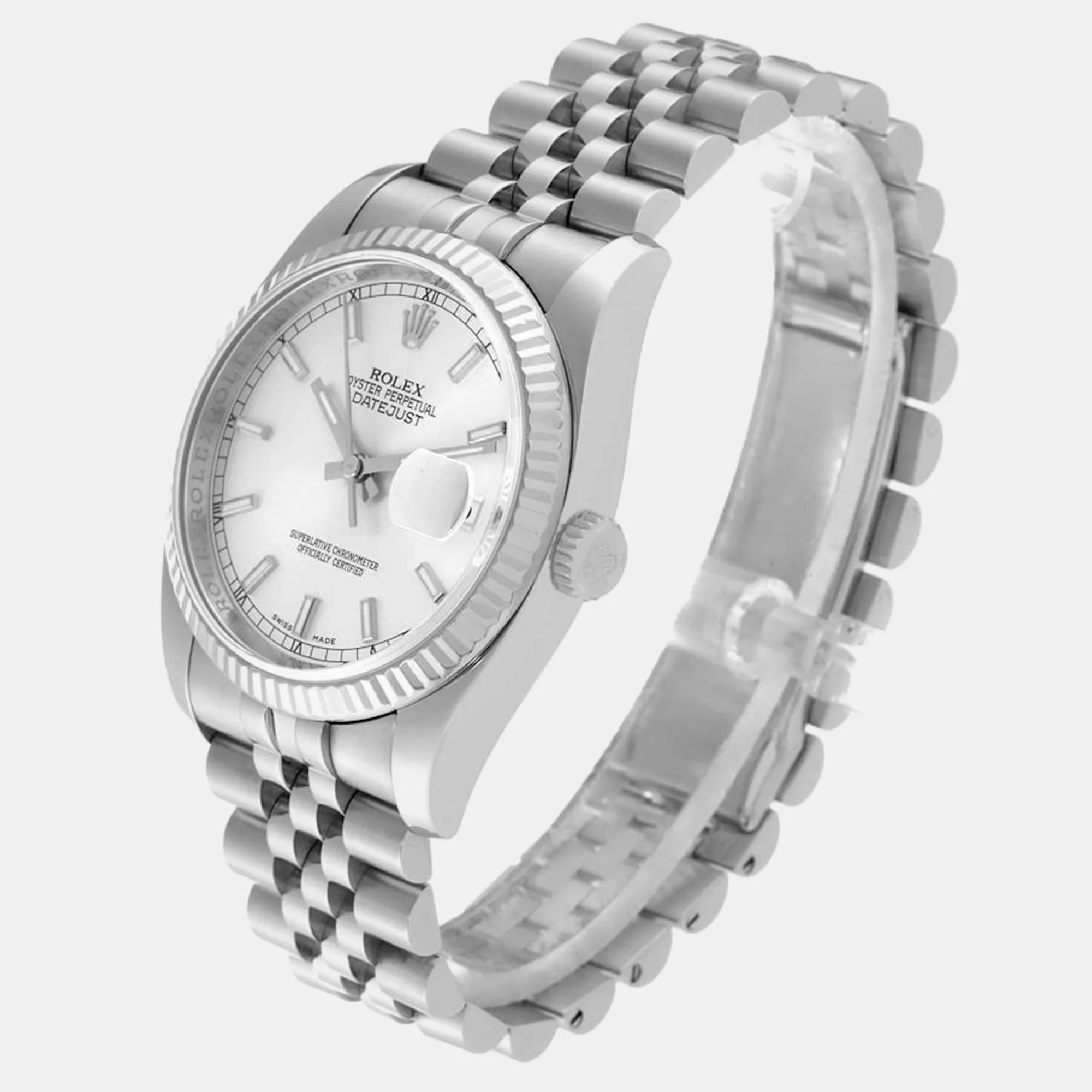 Rolex Datejust 36mm White gold and diamond-set Silver 7