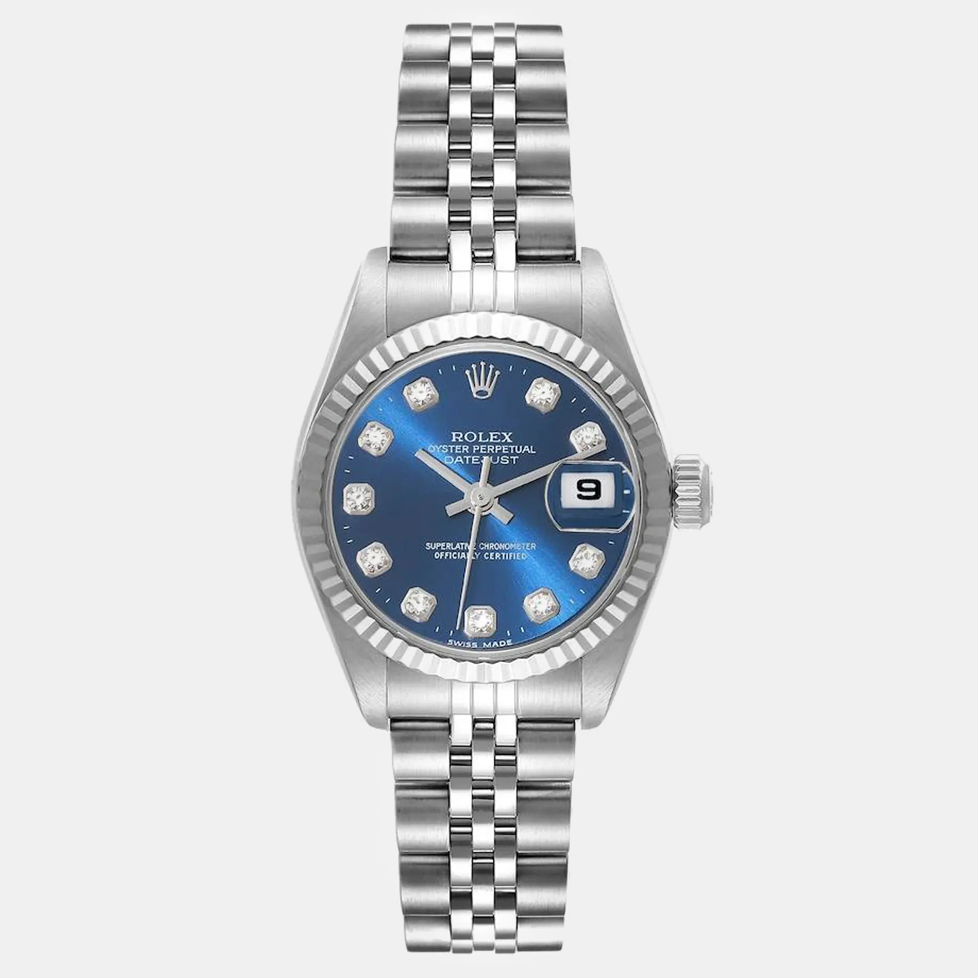 Rolex Datejust 26mm White gold and diamond-set Blue