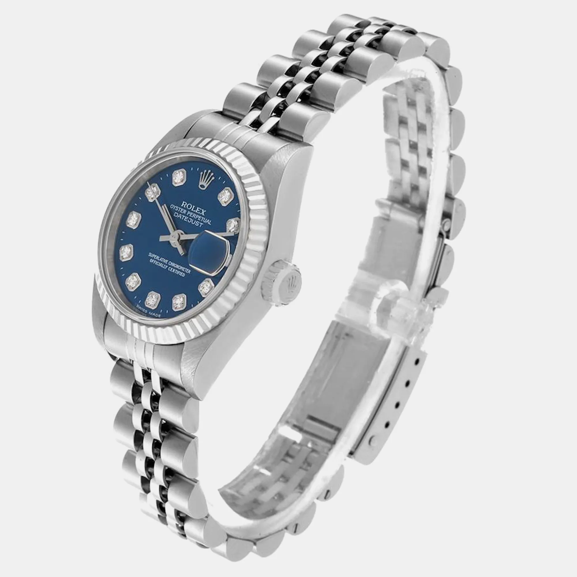 Rolex Datejust 26mm White gold and diamond-set Blue 4