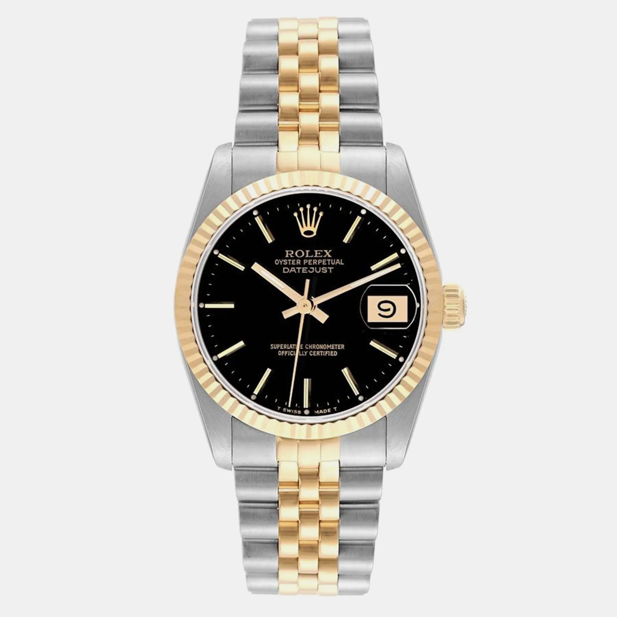 Rolex Datejust 31mm Yellow gold and stainless steel Black