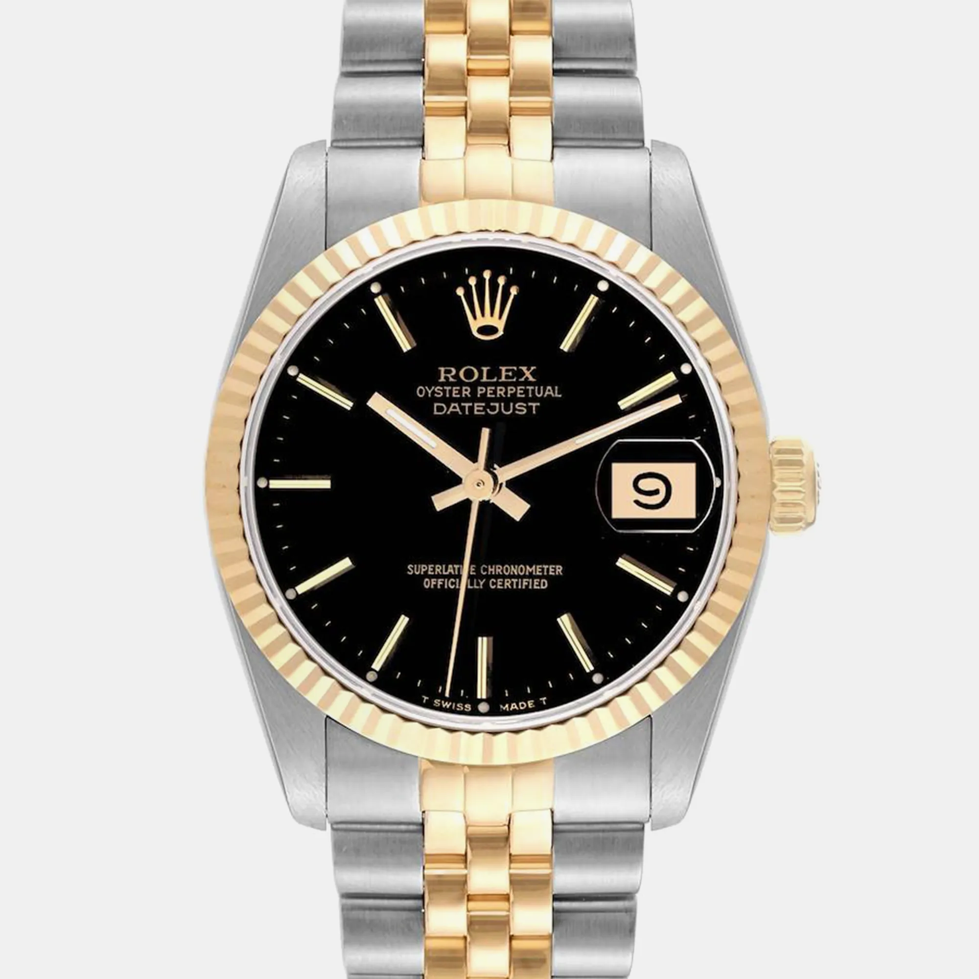 Rolex Datejust 31mm Yellow gold and stainless steel Black 2