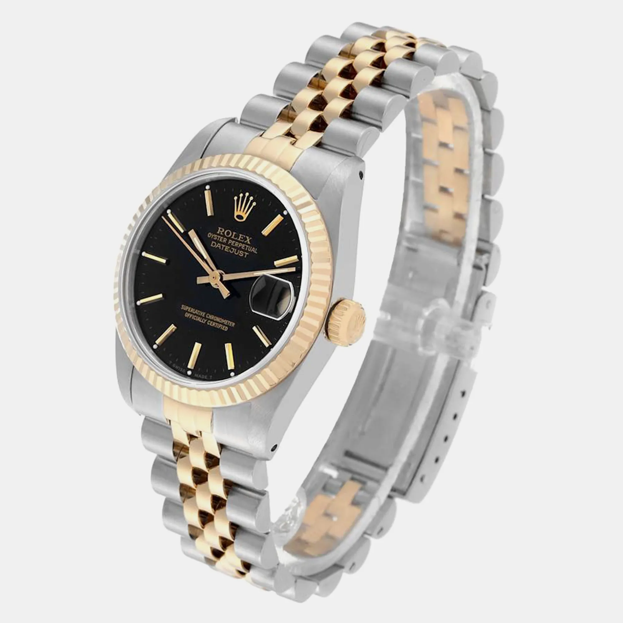 Rolex Datejust 31mm Yellow gold and stainless steel Black 3