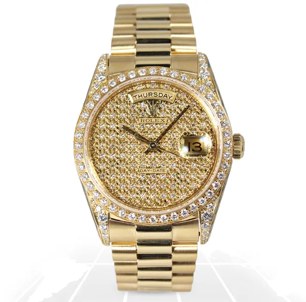 Rolex Day-Date 18388 36mm Yellow gold Pave