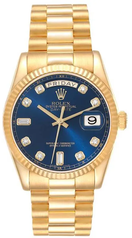 Rolex Day-Date 36 118238 36mm Yellow gold Blue