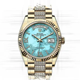 Rolex Day-Date 36 128238 Yellow gold Blau