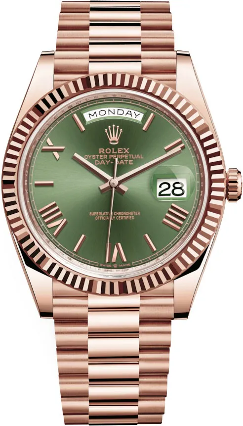 Rolex Day-Date 40 228235-0025 40mm Everose gold Green