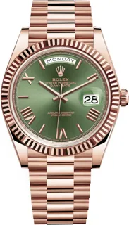 Rolex Day-Date 40 228235-0025 Everose gold Green